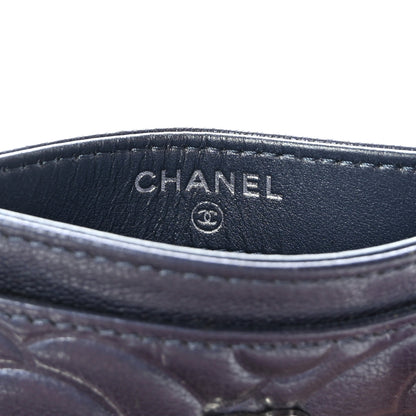 Chanel Goatskin Camellia Embossed Card Holder Dark Blue 6 of 8