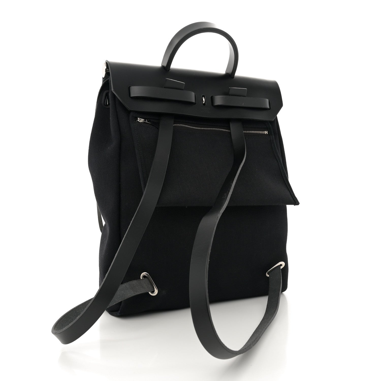 Hermes Military Toile Vache Hunter Herbag a Dos Zip Retourne Backpack Black 3 of 13