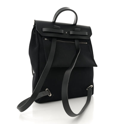 Hermes Military Toile Vache Hunter Herbag a Dos Zip Retourne Backpack Black 3 of 13