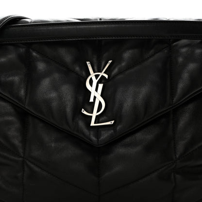 Saint Laurent Lambskin Quilted Medium Loulou Puffer Monogram Chain Satchel Black 8 of 10