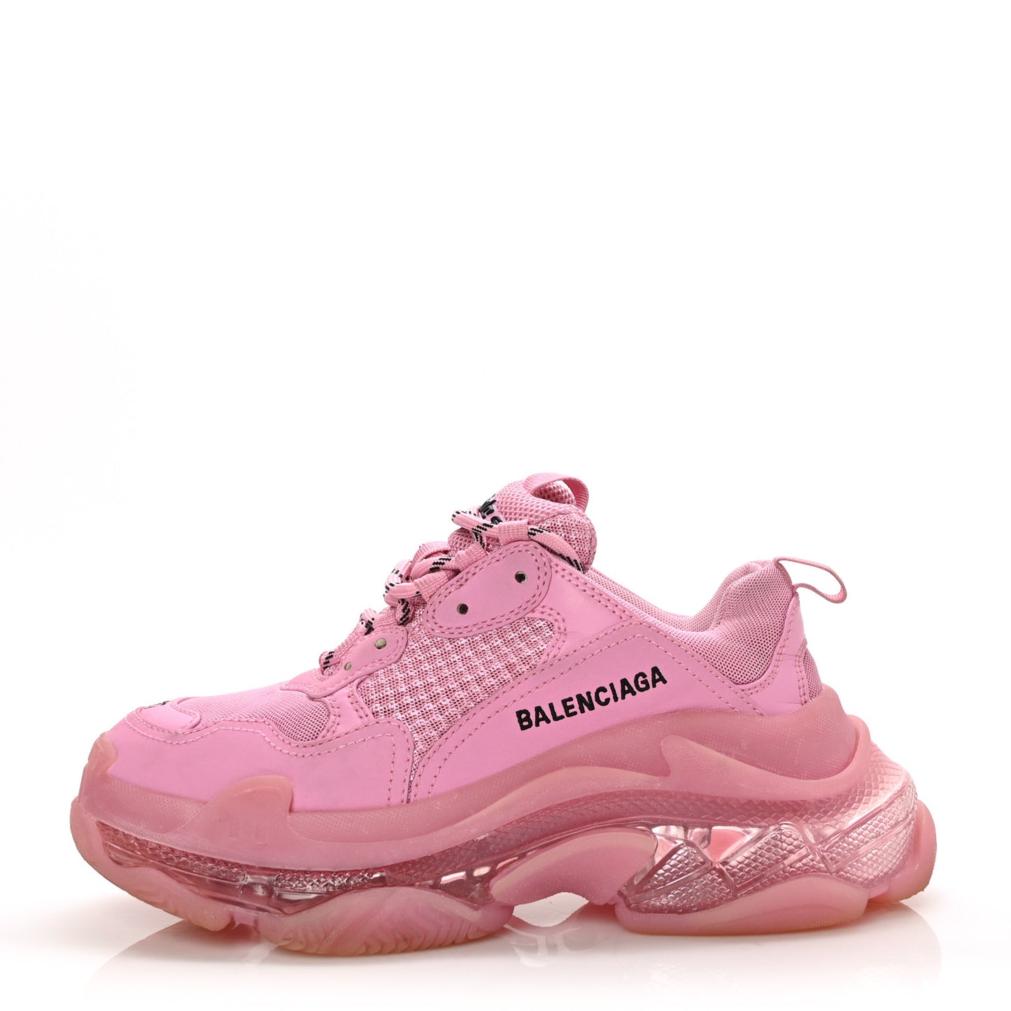 Fabric Mesh Clear Sole Womens Triple S Sneakers 37 Pink