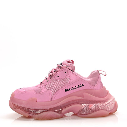 Balenciaga Fabric Mesh Clear Sole Womens Triple S Sneakers 37 Pink 1 of 7