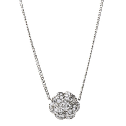 Chanel Strass CC Camellia Necklace Silver 1 of 5