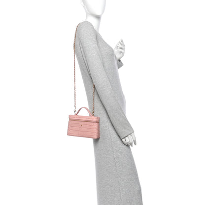 Chanel Calfskin Crocodile Embossed Crococo Exoticoco Vanity With Chain Light Pink 2 of 10
