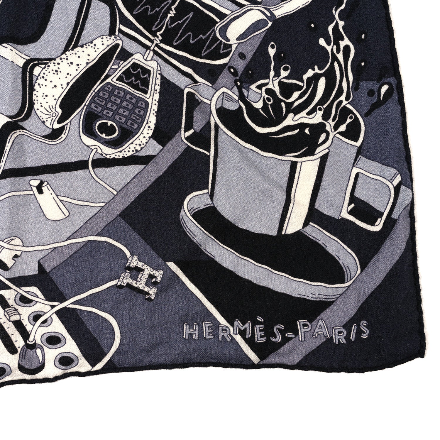 Hermes Cashmere Silk Faubourg Of Dreams Scarf 100 Anthracite Black Gris 2 of 4