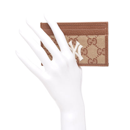 Gucci X MLB GG Monogram NY Yankees Card Holder Beige Ruggine Ivory 2 of 7