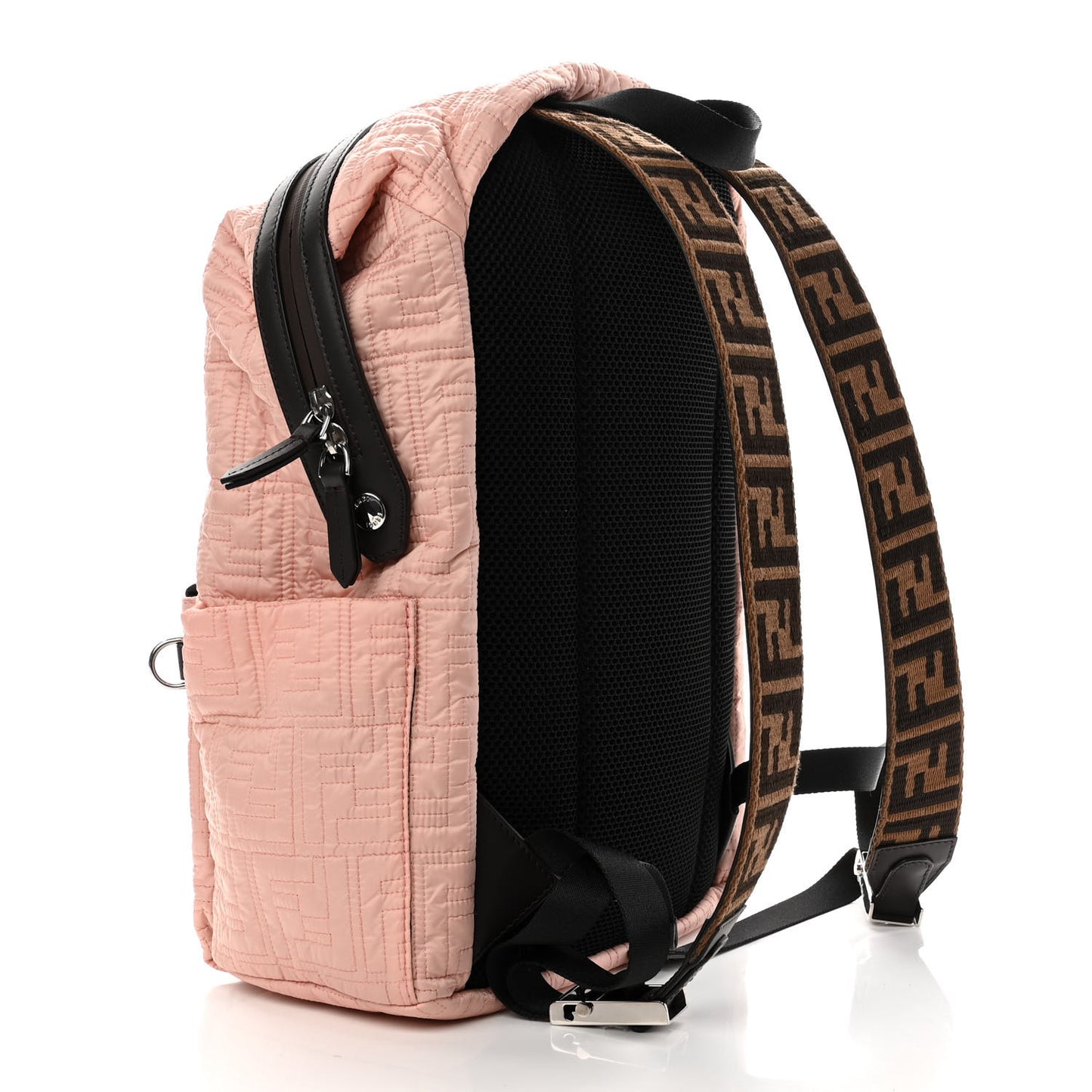 Nylon Fabric FF Embroidered Backpack Rosa Pink