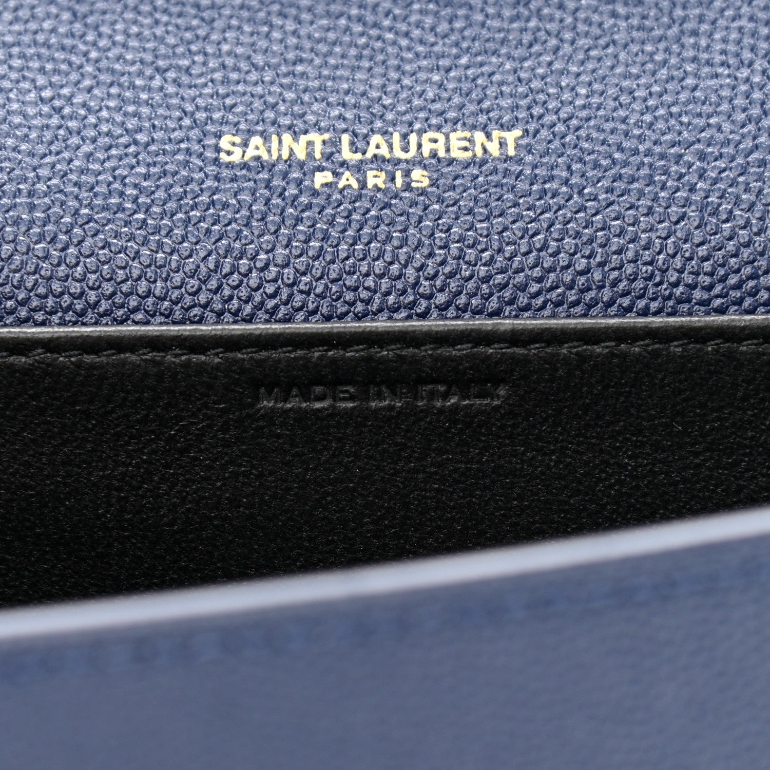 Saint Laurent Grain De Poudre Monogram Uptown Chain Wallet Blue Charron 8 of 13
