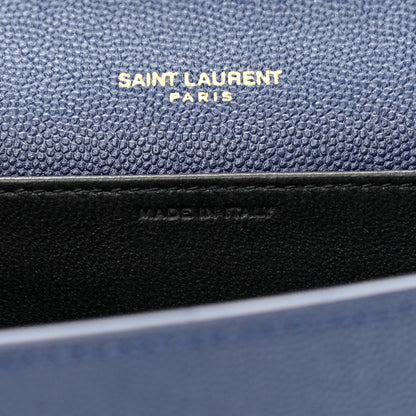 Saint Laurent Grain De Poudre Monogram Uptown Chain Wallet Blue Charron 8 of 13