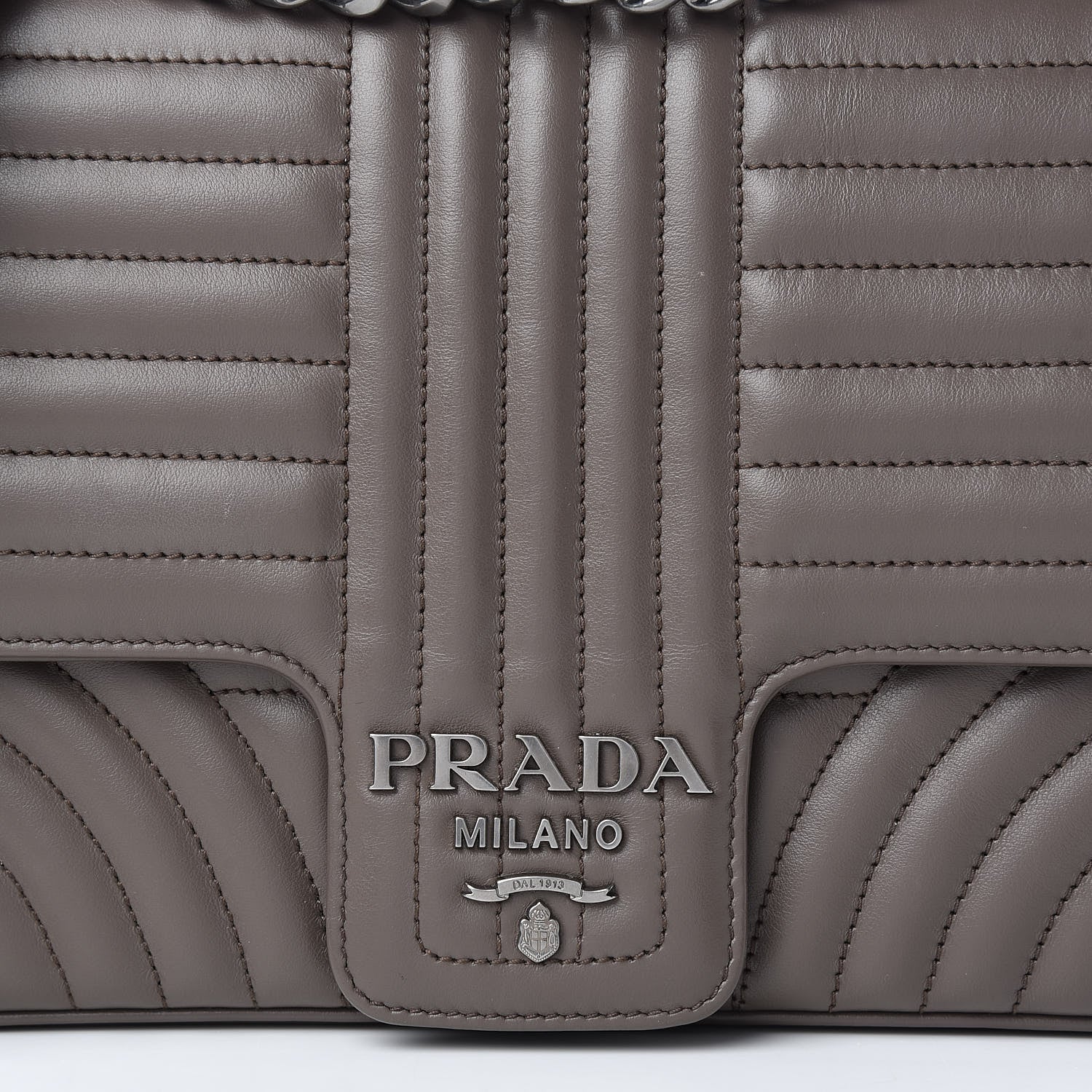 Prada Soft Calfskin Impunture Diagramme Large Chain Flap Shoulder Bag Bambu 10 of 11