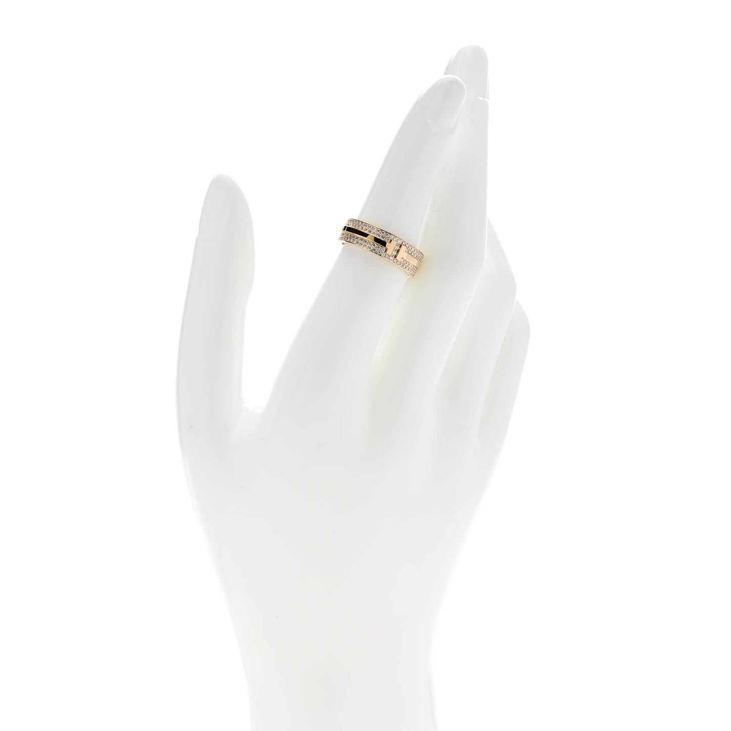 18K Yellow Gold Diamond Wide T Two Pave Ring 52 6