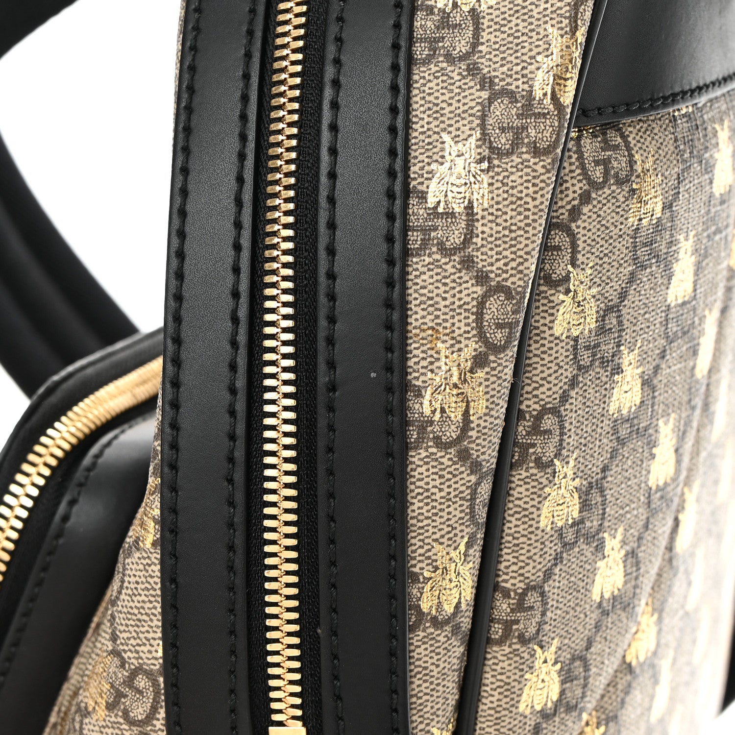 Gucci GG Supreme Monogram Bees Print Small Day Backpack Beige Oro Black 14 of 16
