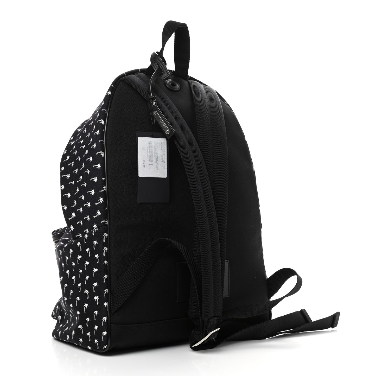 Canvas Palm Tree Print City Backpack Black White
