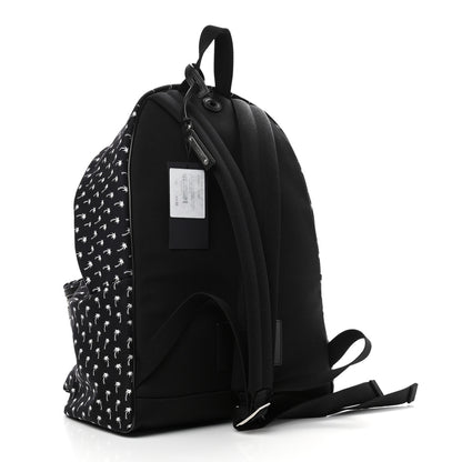 Saint Laurent Canvas Palm Tree Print City Backpack Black White 3 of 9