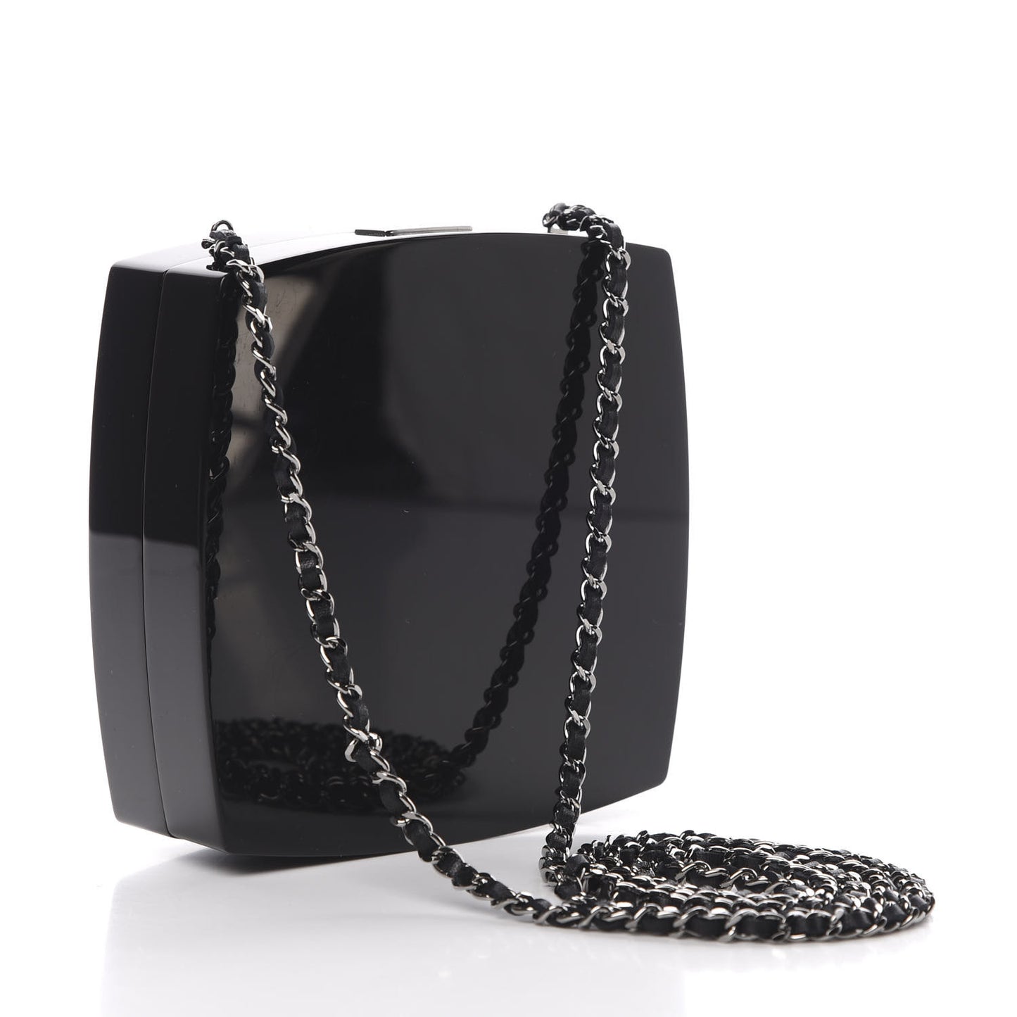 Plexiglass Compact Box Clutch Black Ivory