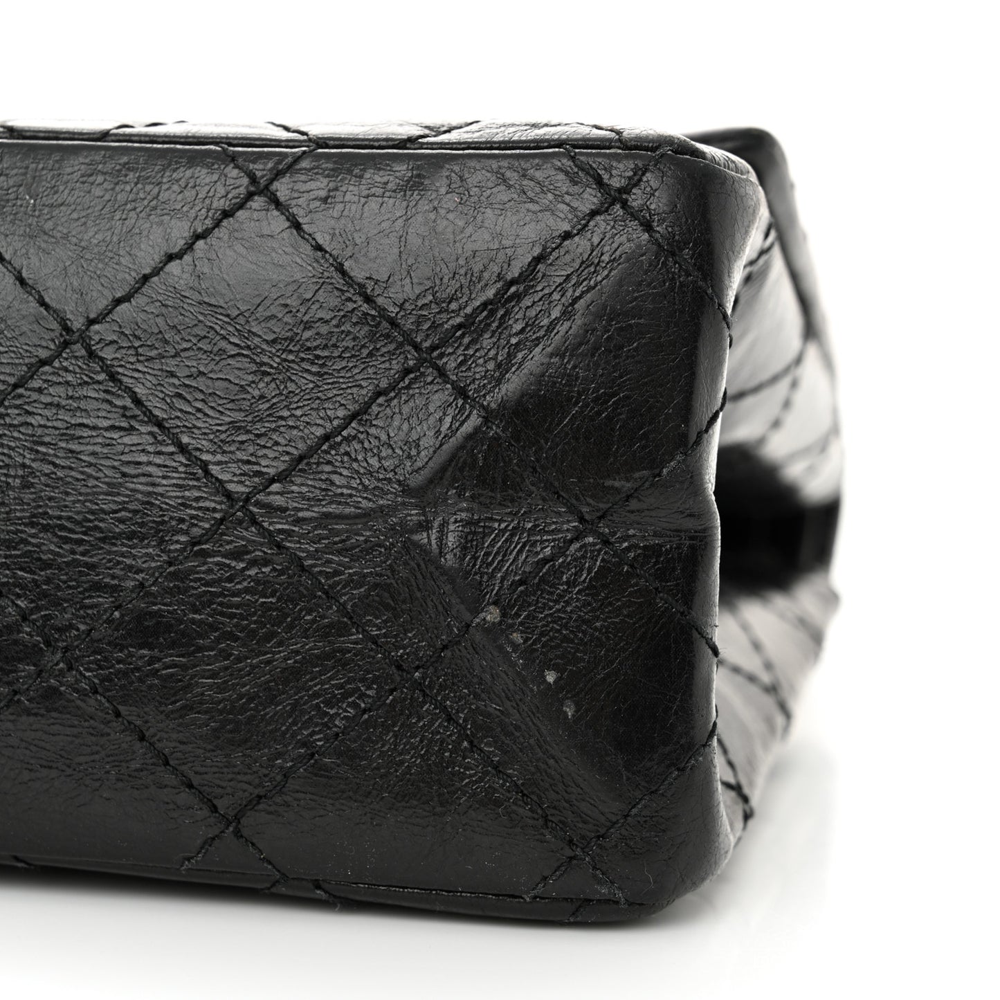 Glazed Aged Calfskin Quilted 2.55 Reissue 226 Flap So Black