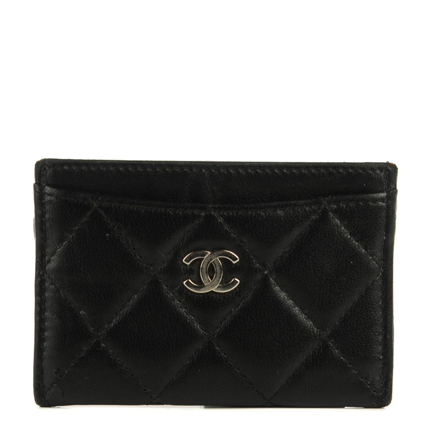 Lambskin Quilted Card Holder Black