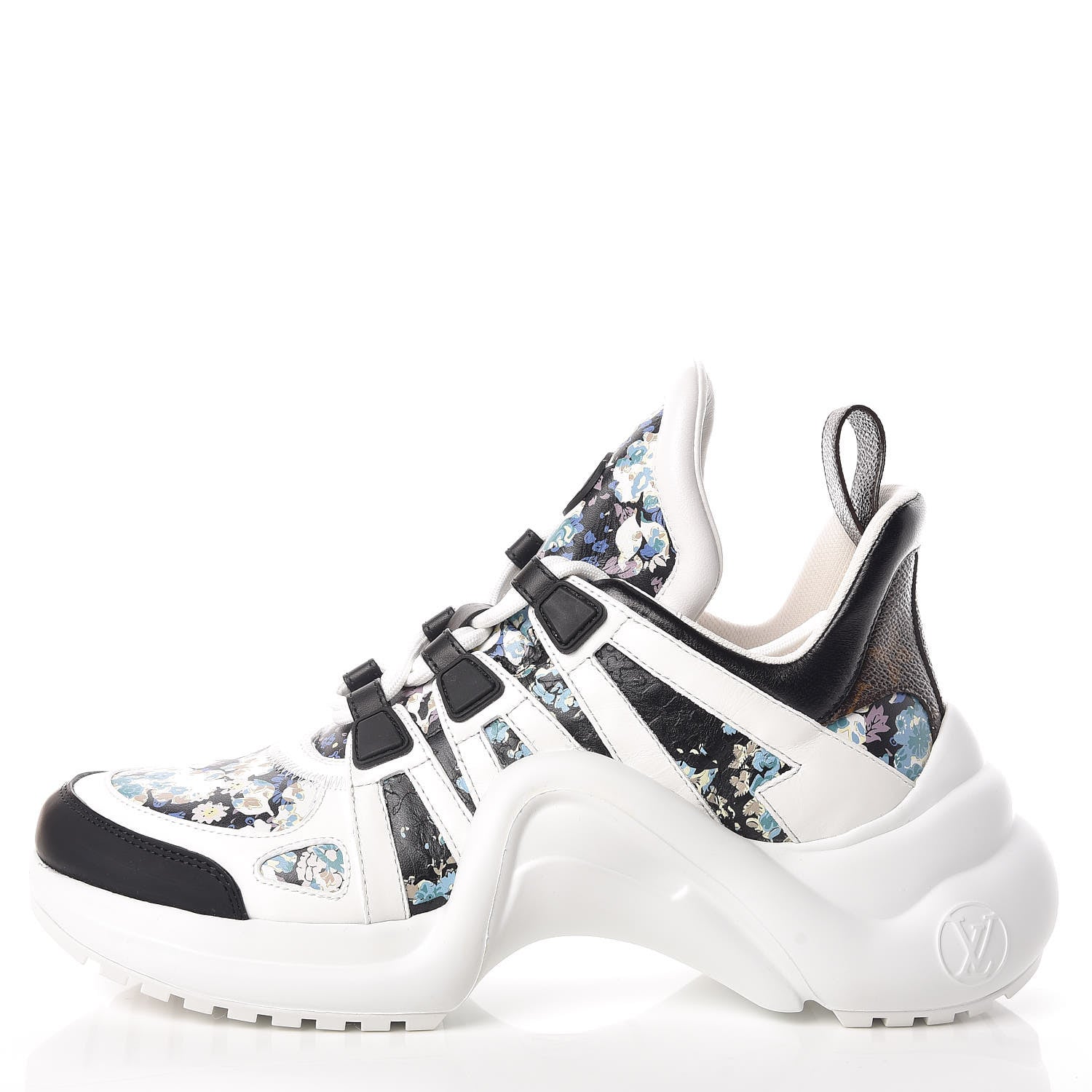 Louis Vuitton Flower Printed Calfskin Monogram LV Archlight Sneakers 36.5 Black Blue 1 of 8