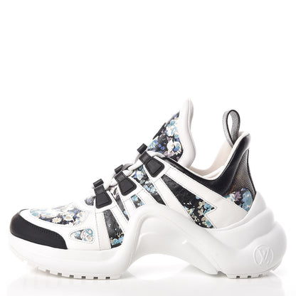 Louis Vuitton Flower Printed Calfskin Monogram LV Archlight Sneakers 36.5 Black Blue 1 of 8