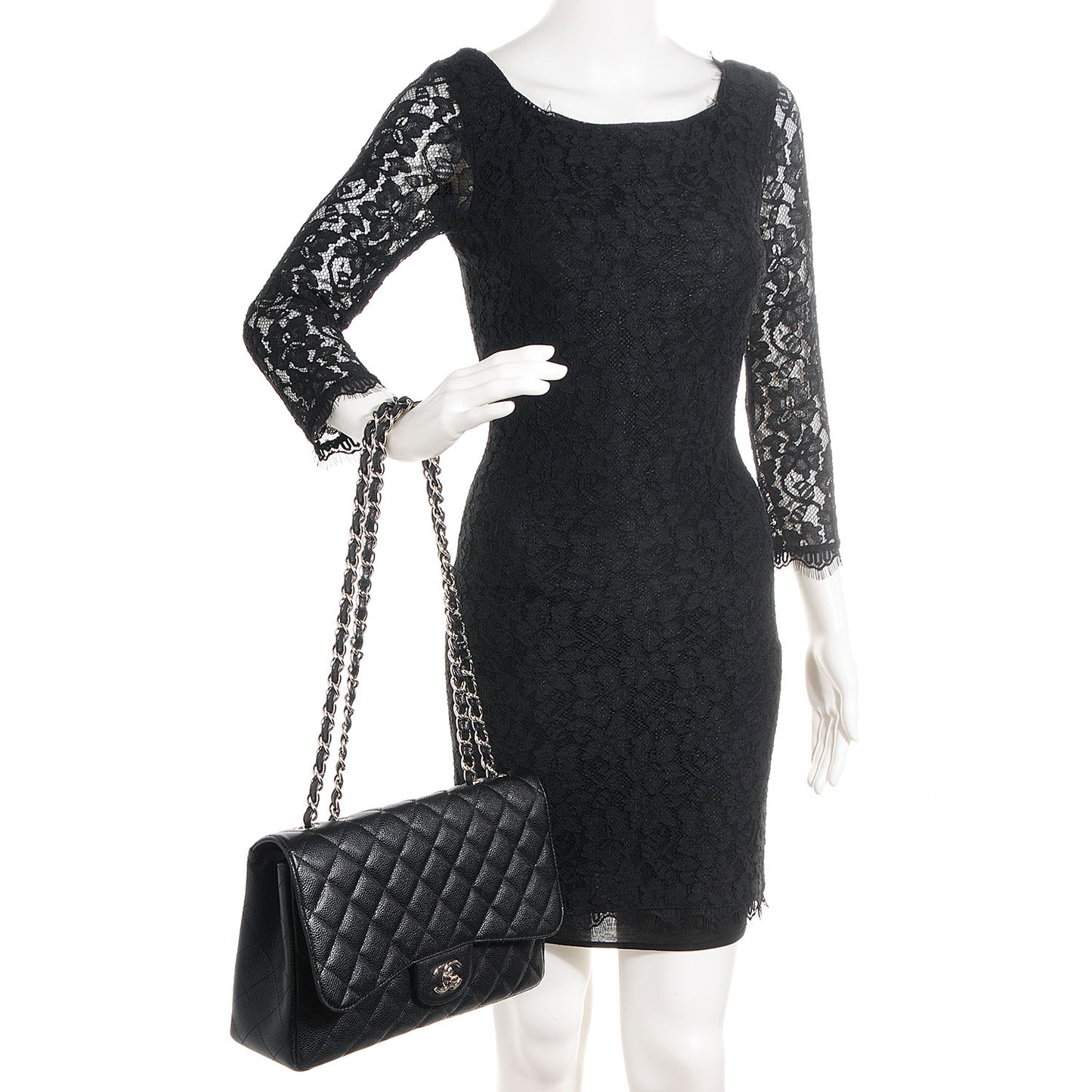 Caviar Jumbo Single Flap Black