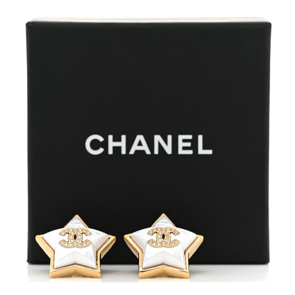 Chanel Pearl Crystal CC Star Earrings Gold 5 of 5