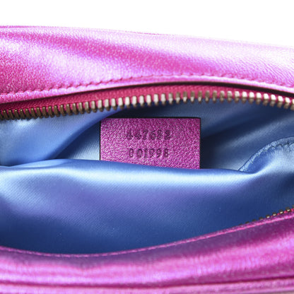 Gucci Laminated Nappa Matelasse Small GG Marmont Chain Shoulder Bag Fuxia Rosso Rosa 7 of 10