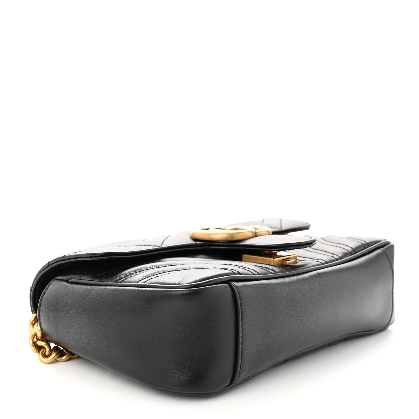 Calfskin Matelasse Mini GG Marmont Shoulder Bag Black