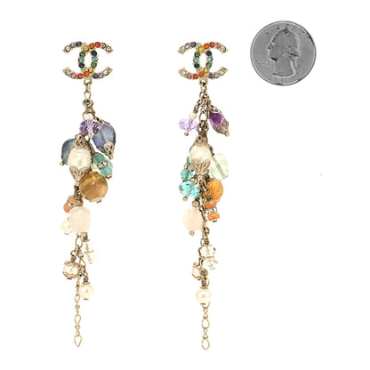 Chanel Crystal Pearl Over The Rainbow CC Long Drop Earrings Multicolor 2 of 4