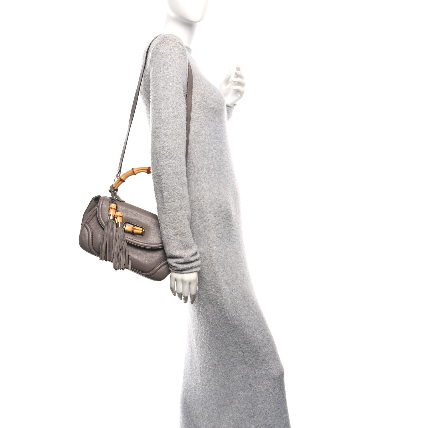Gucci Calfskin Medium New Bamboo Top Handle Bag Mauve 2 of 16