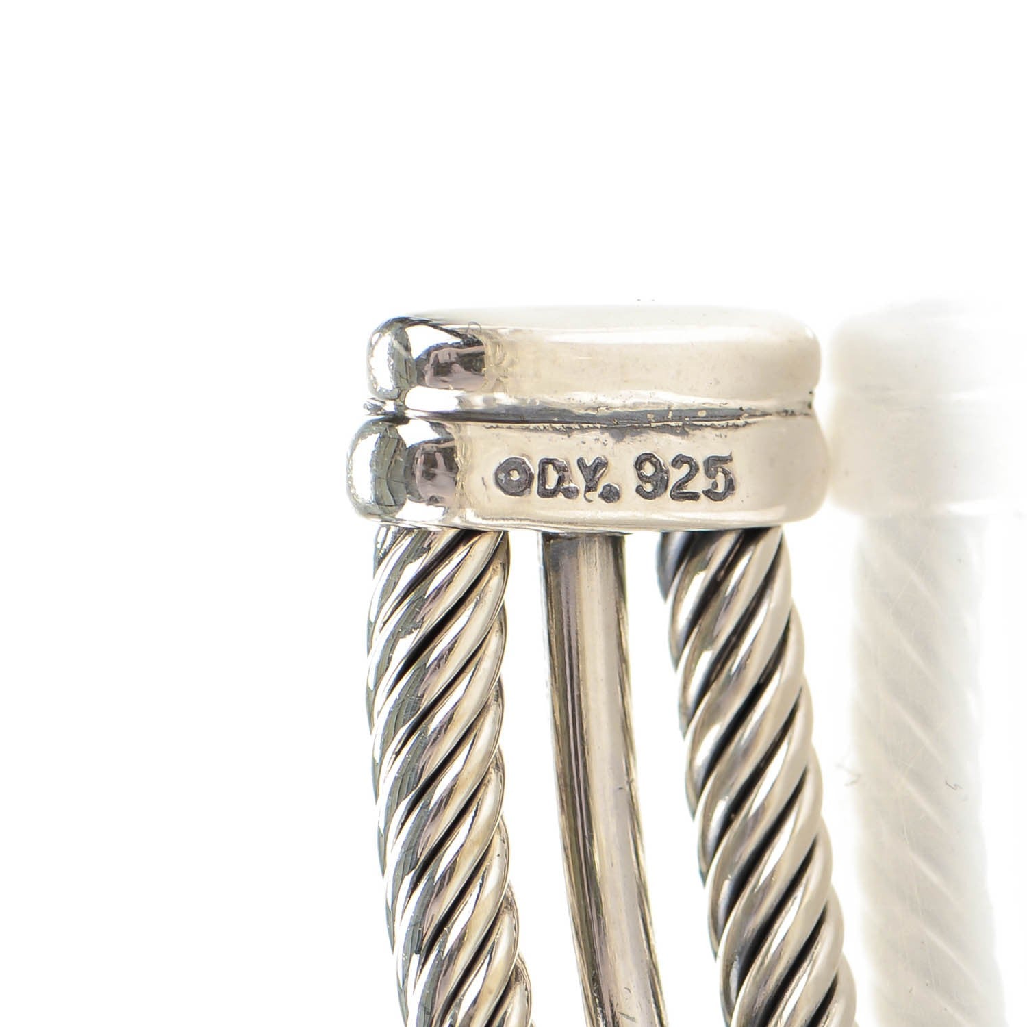 David Yurman Sterling Silver Pave Diamond 7mm X Crossover Cuff 3 of 4