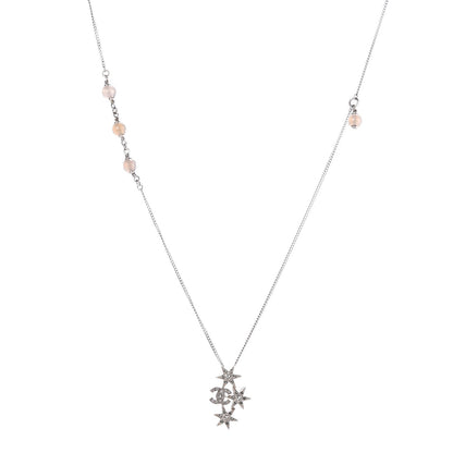 Chanel Crystal Bead CC Star Necklace Silver 1 of 5