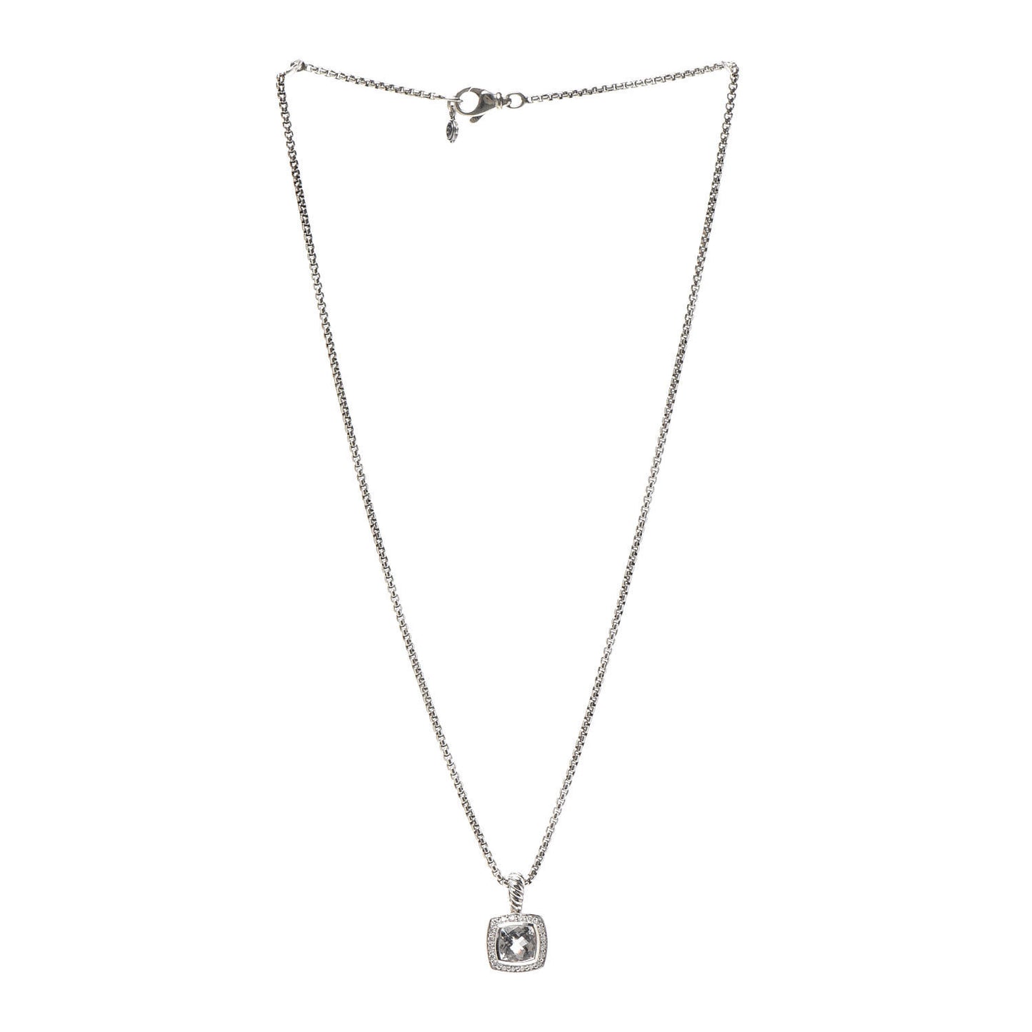 Sterling Silver Diamond White Topaz 7mm Albion Pendant Necklace