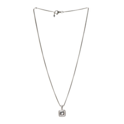 David Yurman Sterling Silver Diamond White Topaz 7mm Albion Pendant Necklace 3 of 5