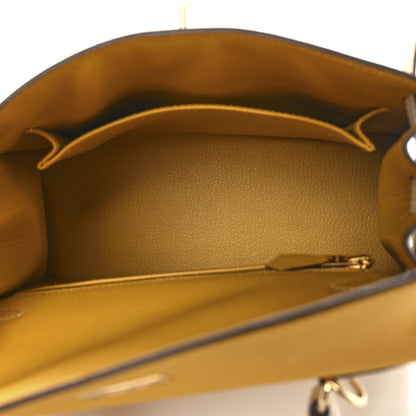 Hermes Epsom Bi-Color Horseshoe Kelly Sellier 25 Jaune Ambre Craie 5 of 11