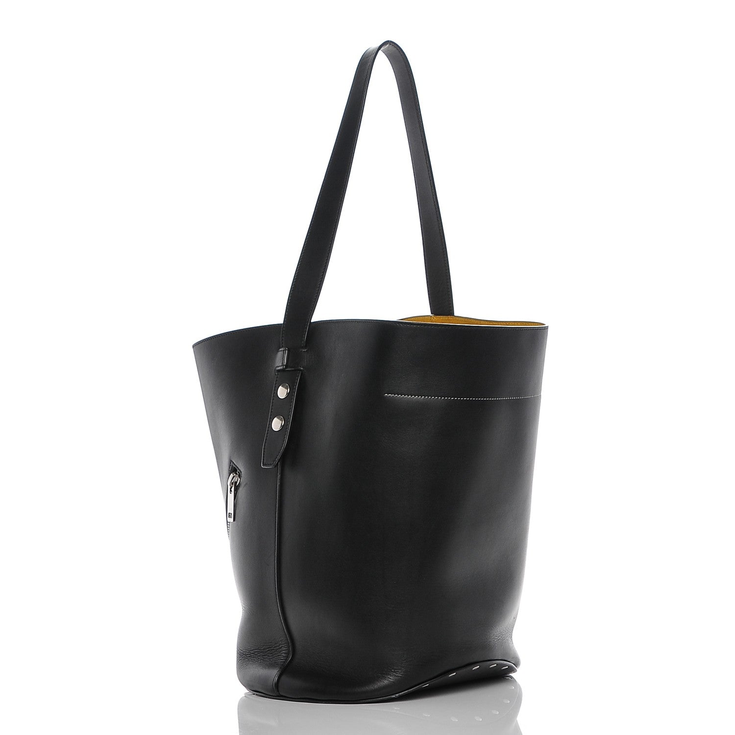 Celine Natural Calfskin Biker Bucket Shoulder Bag Black Sunflower 3 of 8