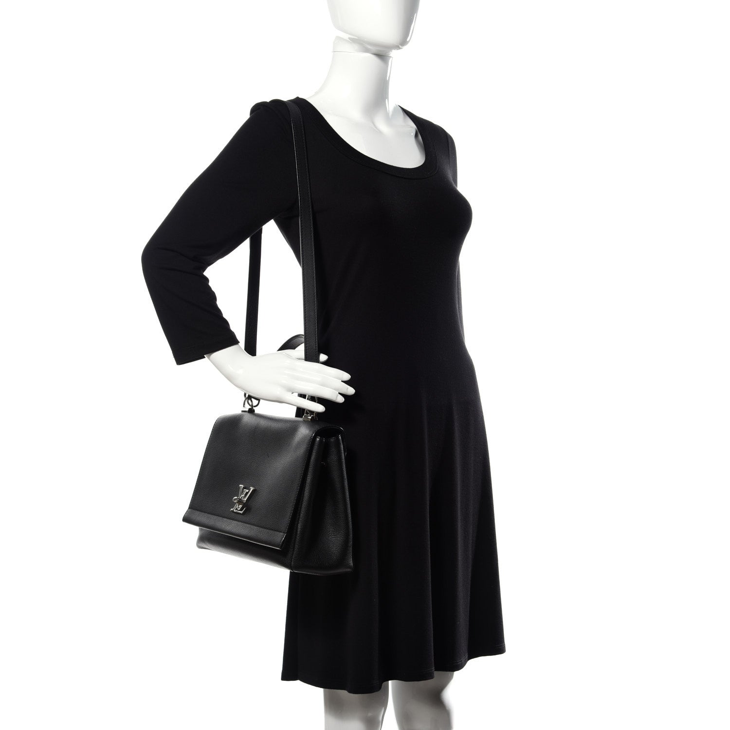 Louis Vuitton Soft Calfskin Lockme II Top Handle Black 2 of 8