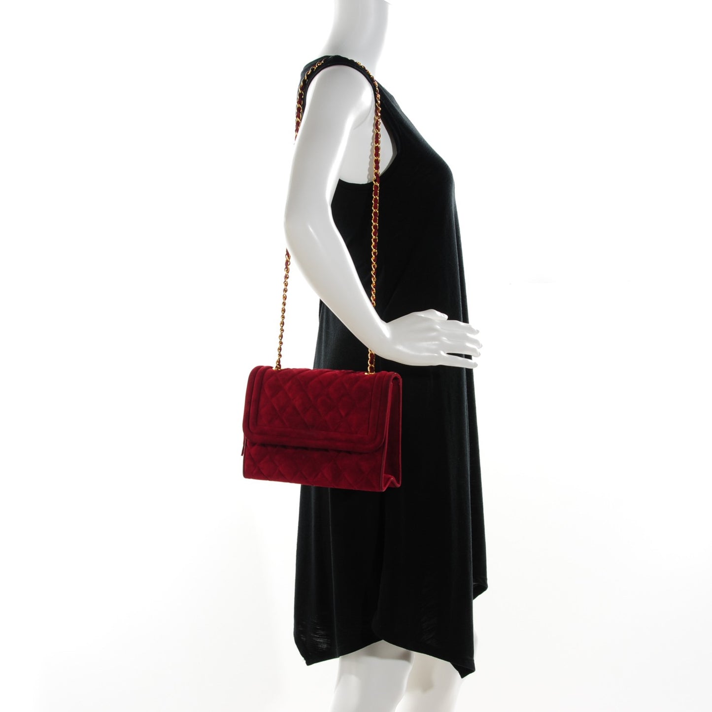 Suede Quilted Tassel Flap Red