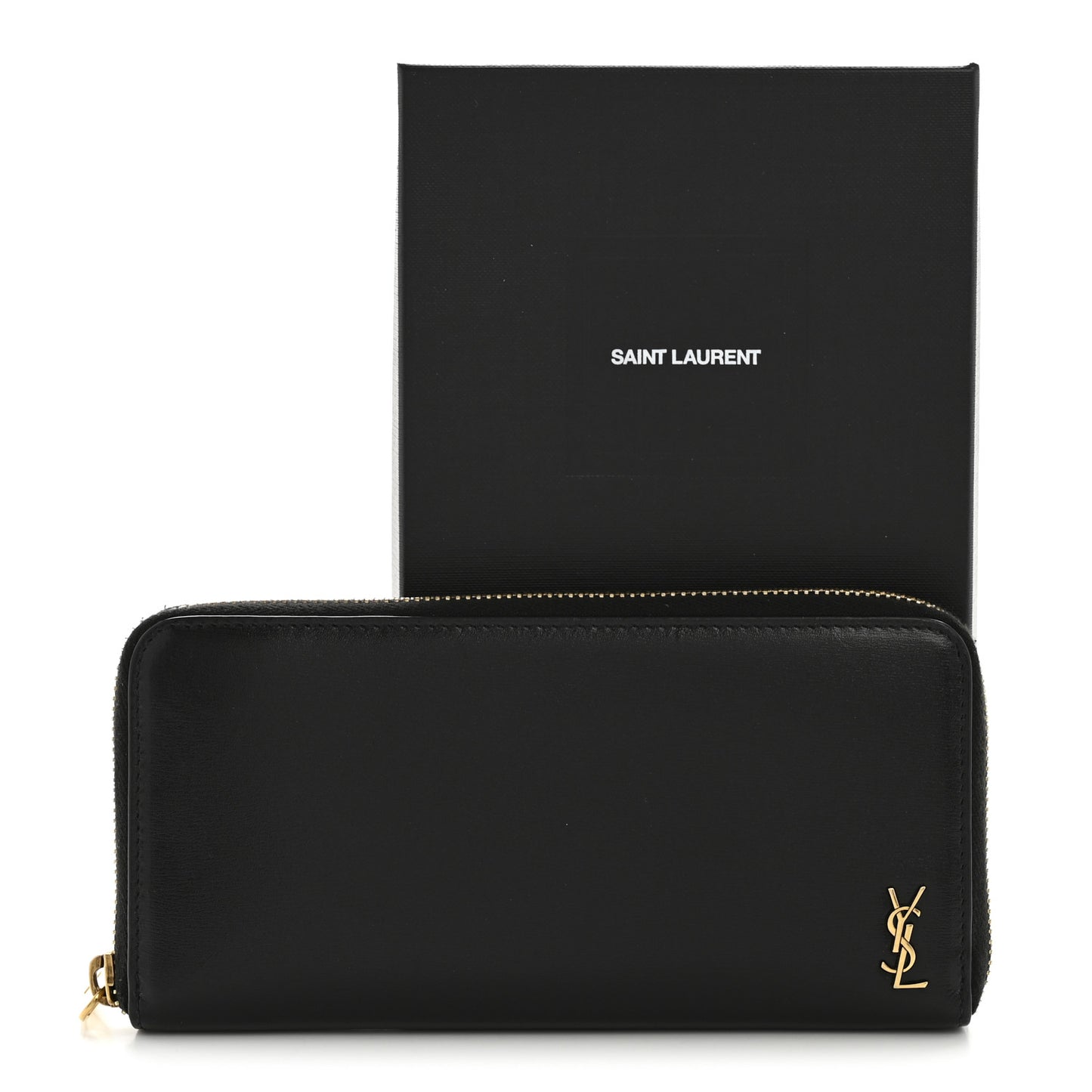 Calfskin Zip Around Wallet Black