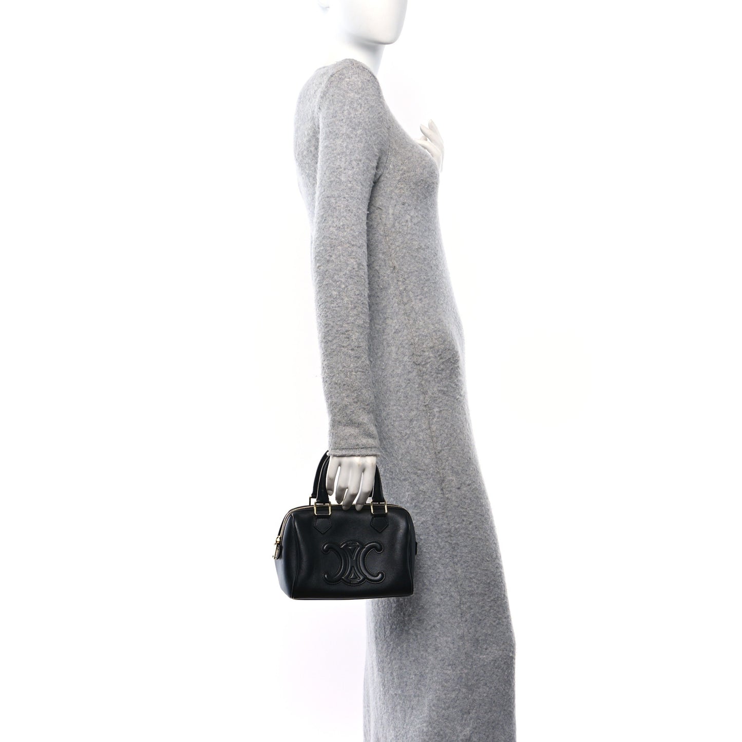 Smooth Calfskin Triomphe Small Boston Bag Black
