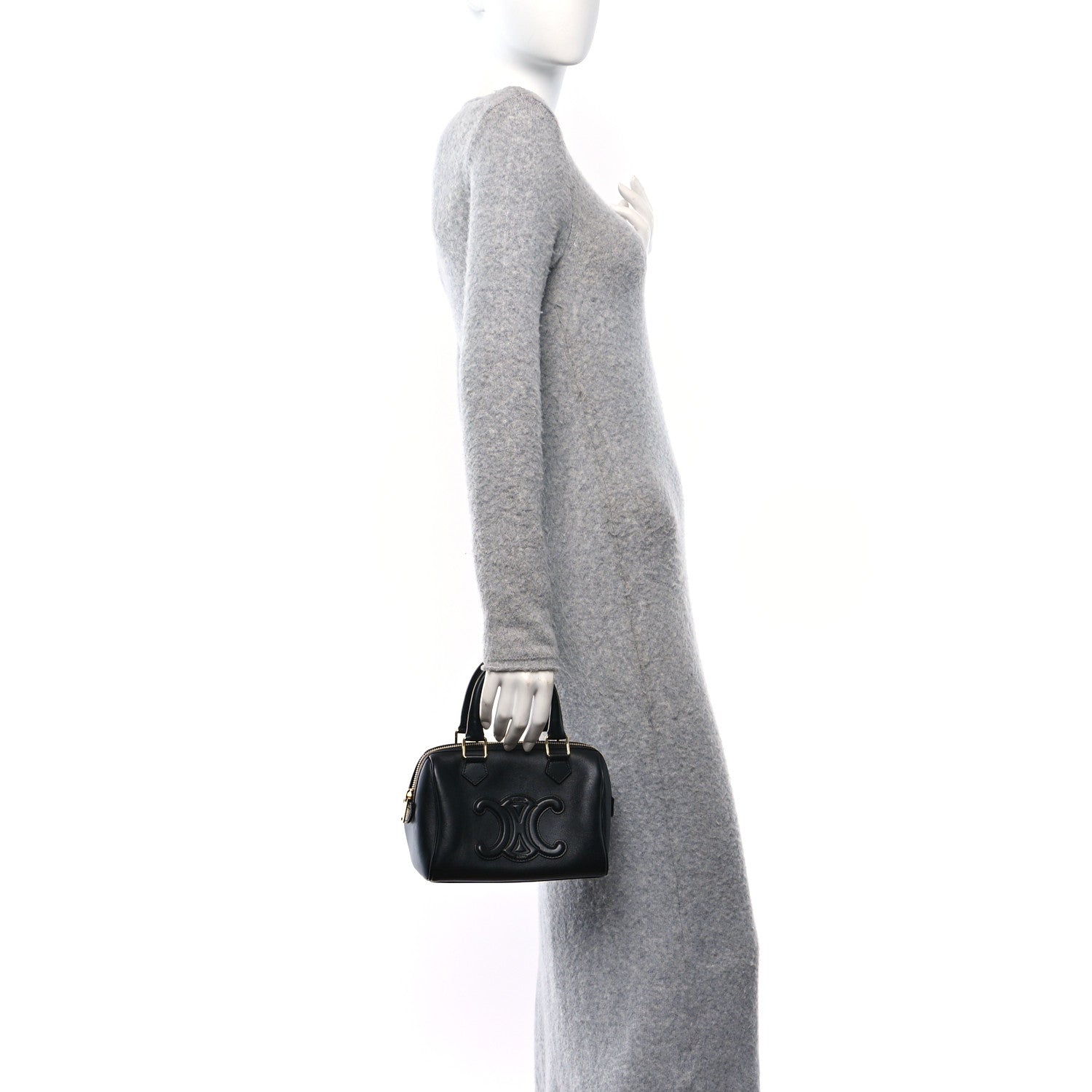 Celine Smooth Calfskin Triomphe Small Boston Bag Black 2 of 11