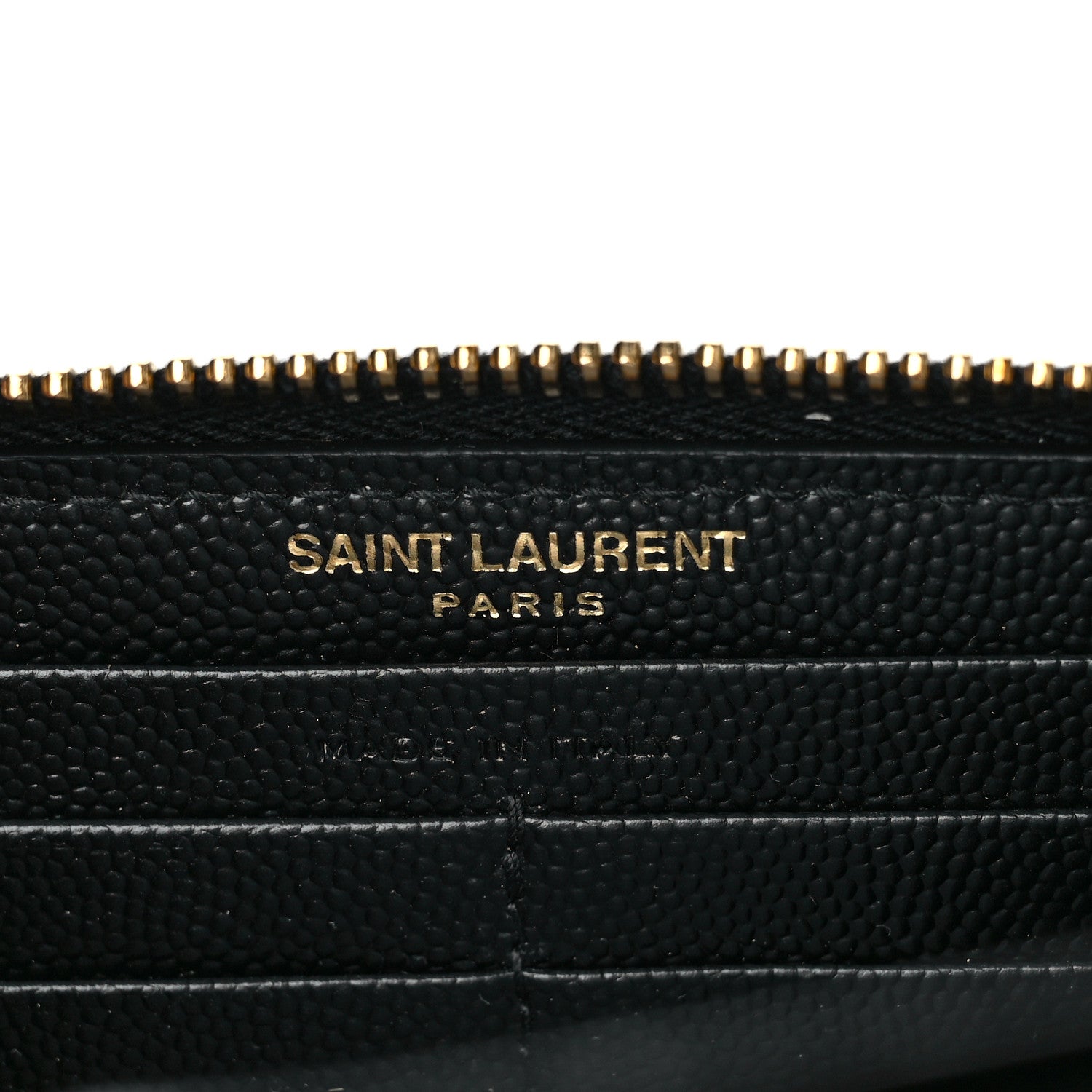 Saint Laurent Grain De Poudre Matelasse Chevron Monogram Zip Around Wallet Black 6 of 10