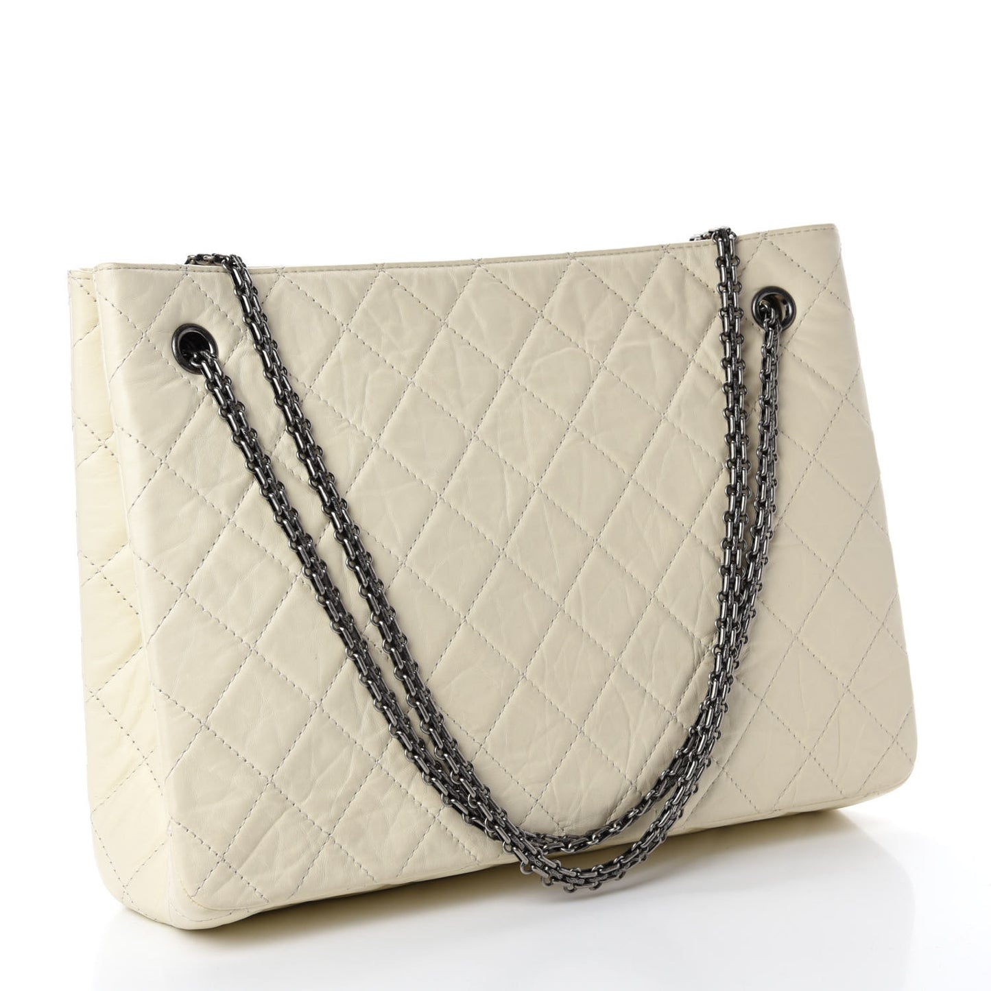 Aged Calfskin Quilted Reissue 2.55 Tote Ivory