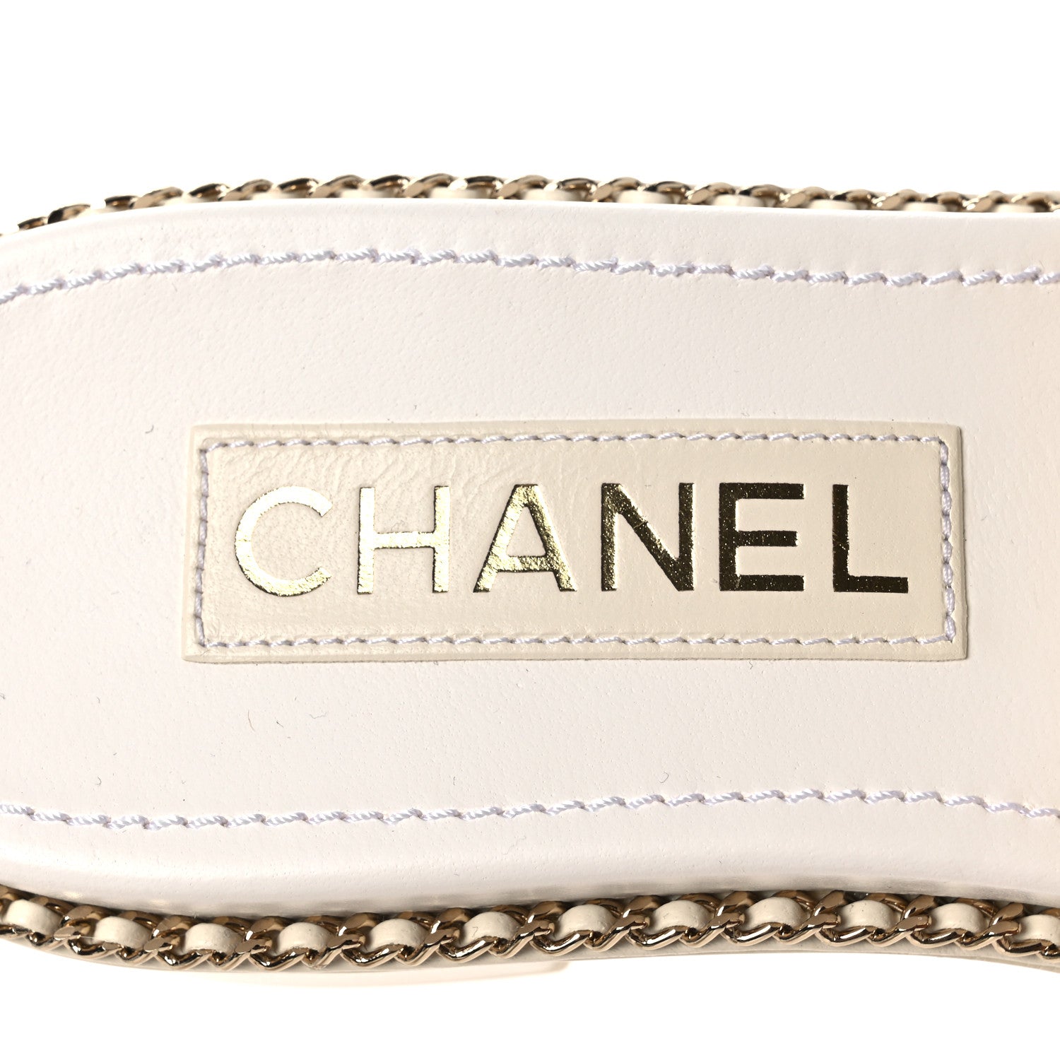 Chanel Lambskin Quilted CC Chain Mules 36.5 Light Pink White