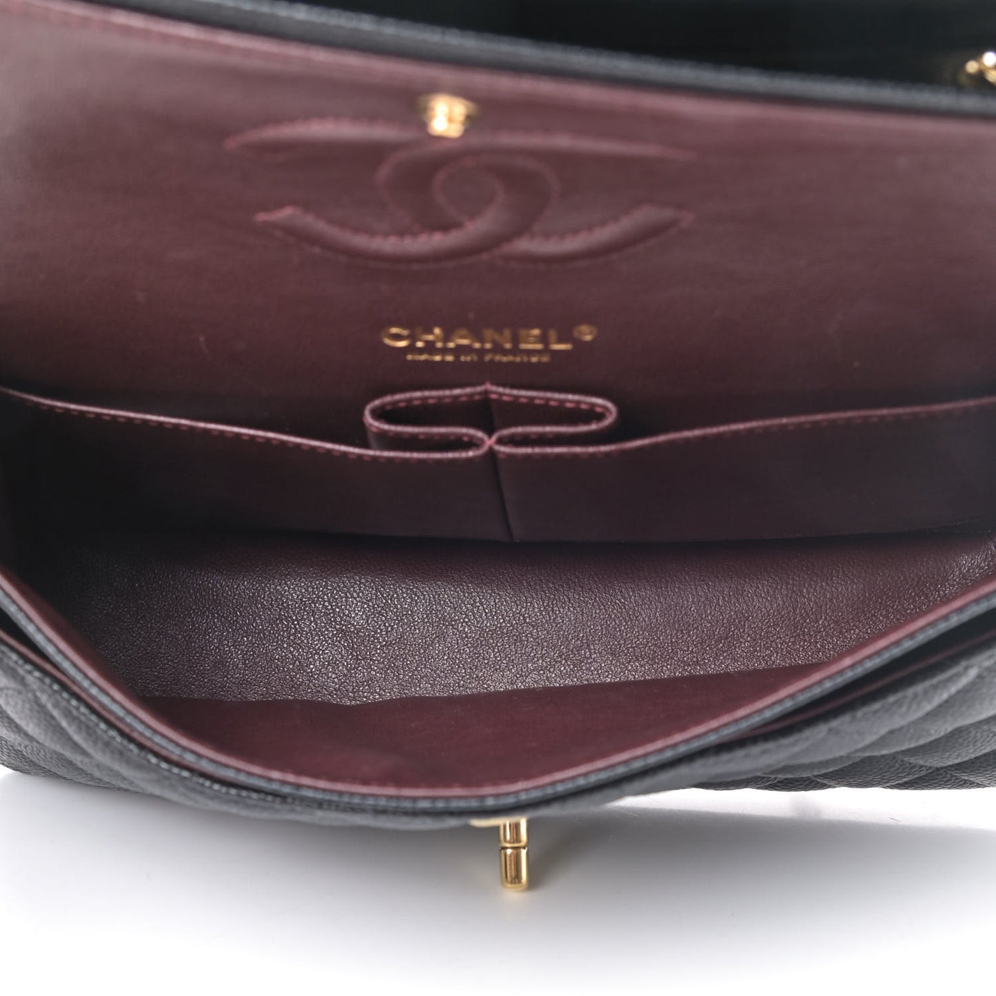 Caviar Quilted Medium Double Flap Black