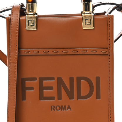 Fendi Vitello King Plexiglass Logo Embossed Mini Fendi Sunshine Shopper Tote Cuoio 8 of 10