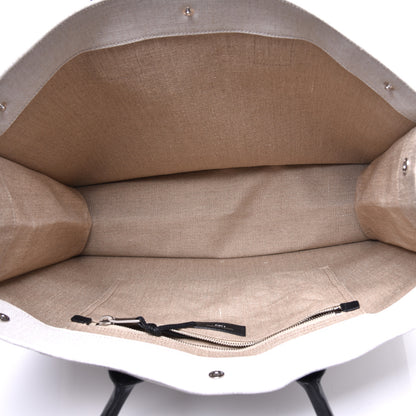 Saint Laurent Linen Calfskin Rive Gauche Tote Optic White 4 of 7