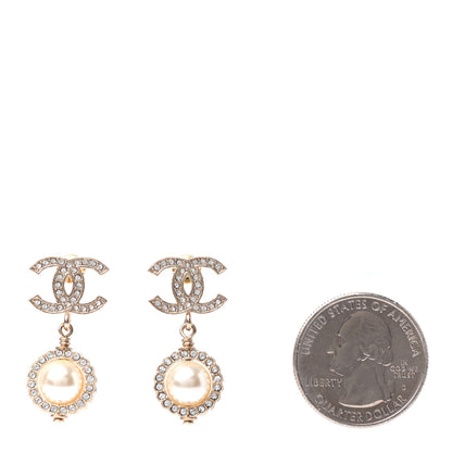 Chanel Crystal Pearl CC Lace Camellia Earrings Gold 2 of 4