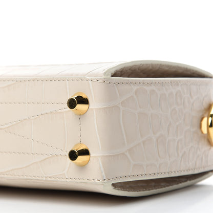 Alexander McQueen Calfskin Crocodile Embossed Box Shoulder Bag 16 Cream 4 of 5