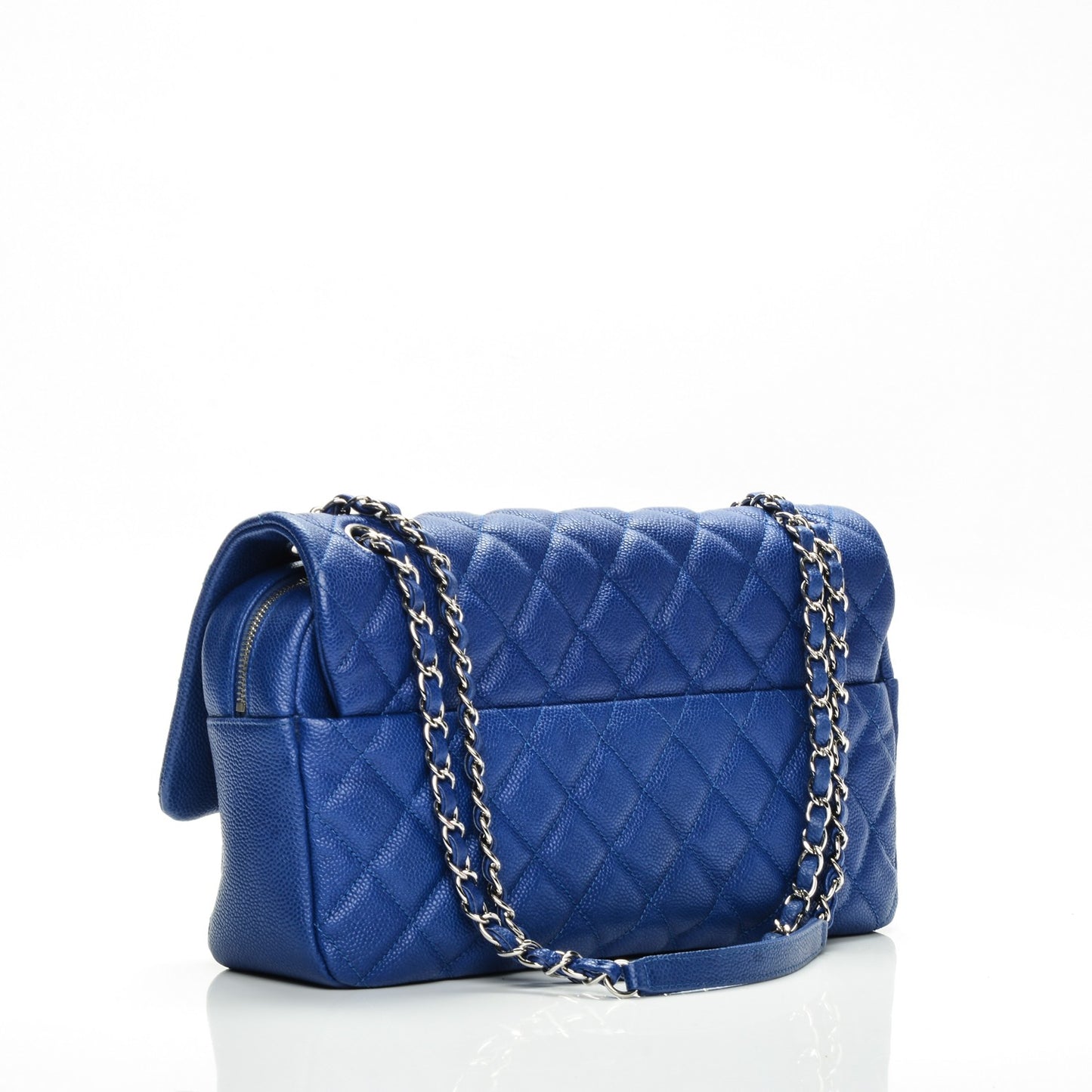 Caviar Quilted Jumbo Easy Flap Blue