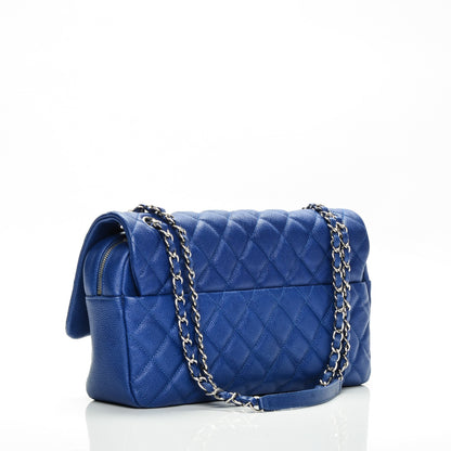 Chanel Caviar Quilted Jumbo Easy Flap Blue 3 of 7